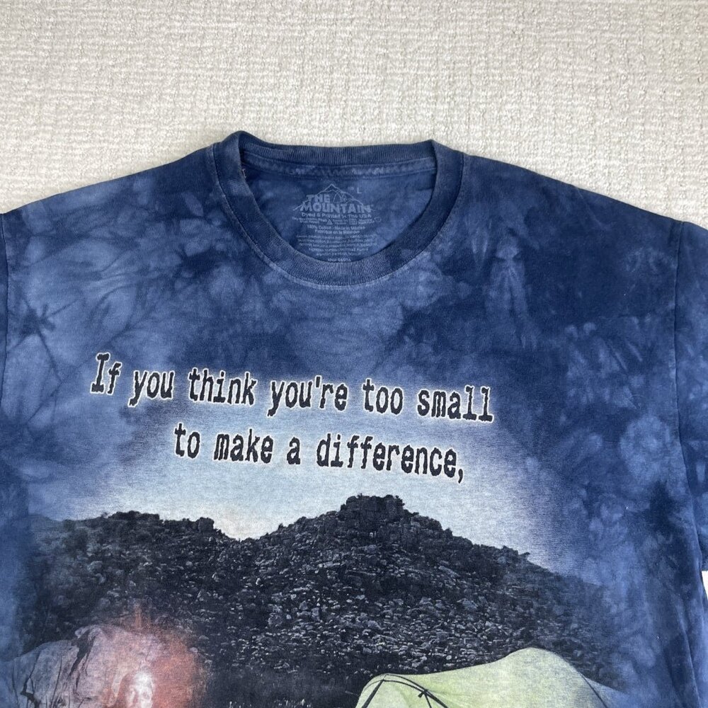 Y2K The Mountain T Shirt Mens L Blue Thru Hiking Backpacking Mosquito Dalai Lama - Picture 7 of 16